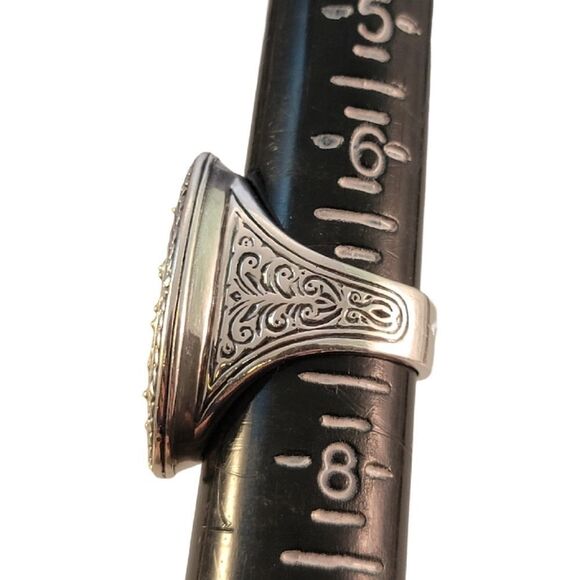 Konstantino 18k Gold & Sterling  Filigree Oval Statement Ring - Picture 9 of 11